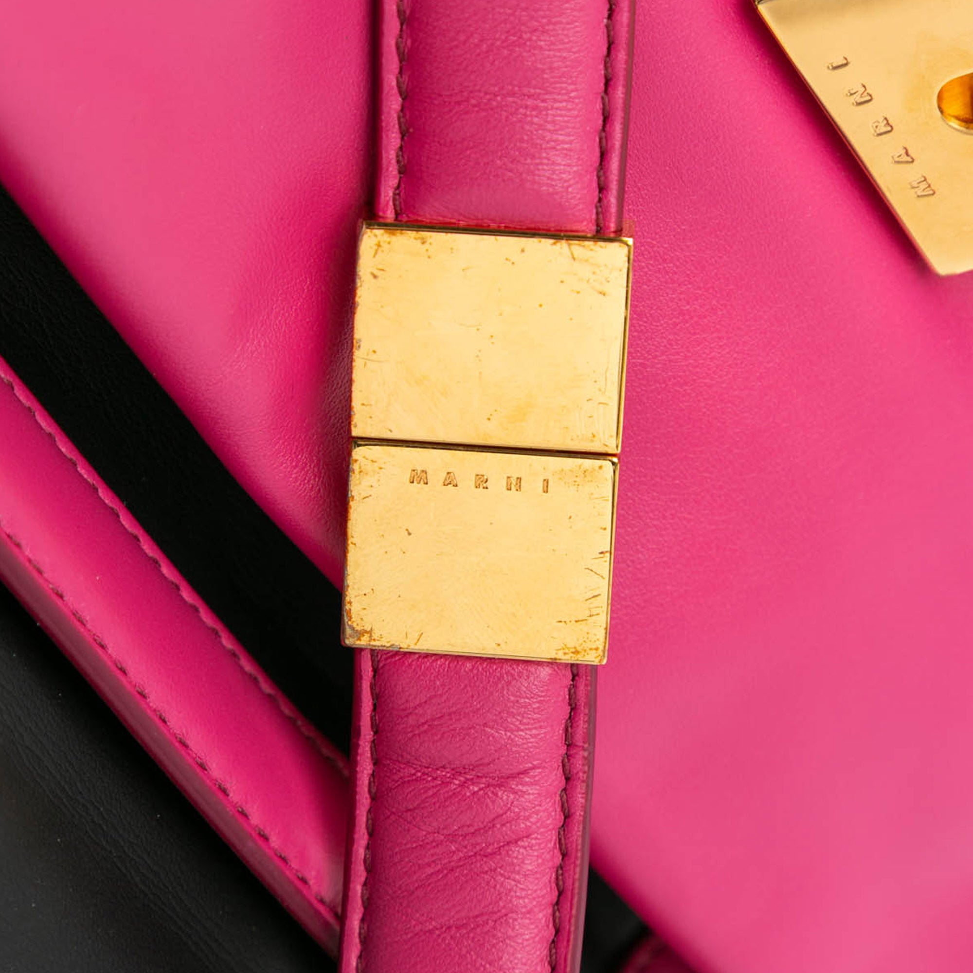 Marni | Pre-Owned Small Leather Prisma Crossbody | Pink/Hot Pink