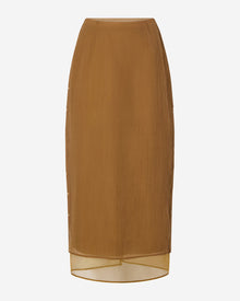 Womens | The Sheer Overlay Skirt in Starched Chiffon | Bronze
