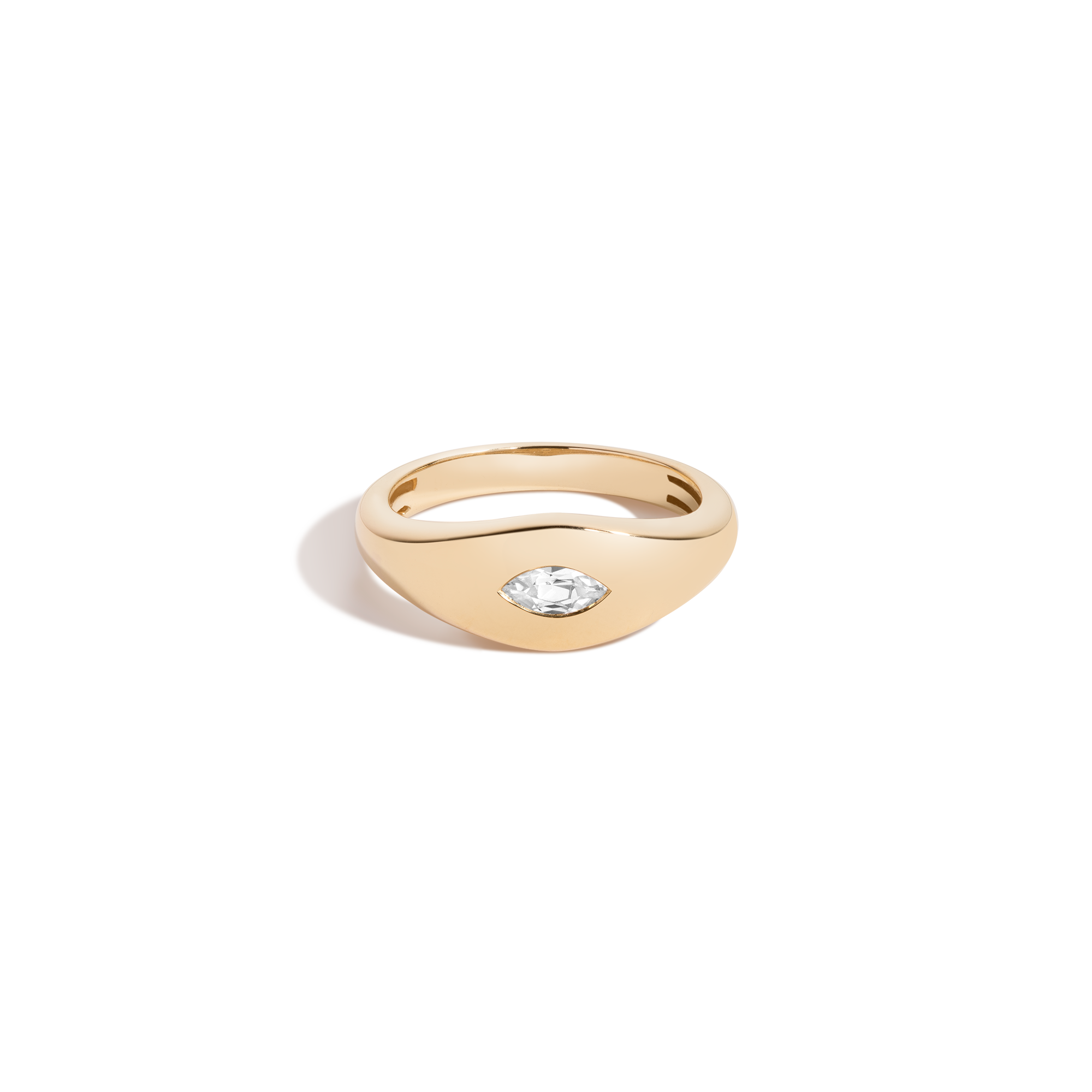 Chunky Lab Grown White Sapphire Marquise Ring Vermeil Yellow Gold First