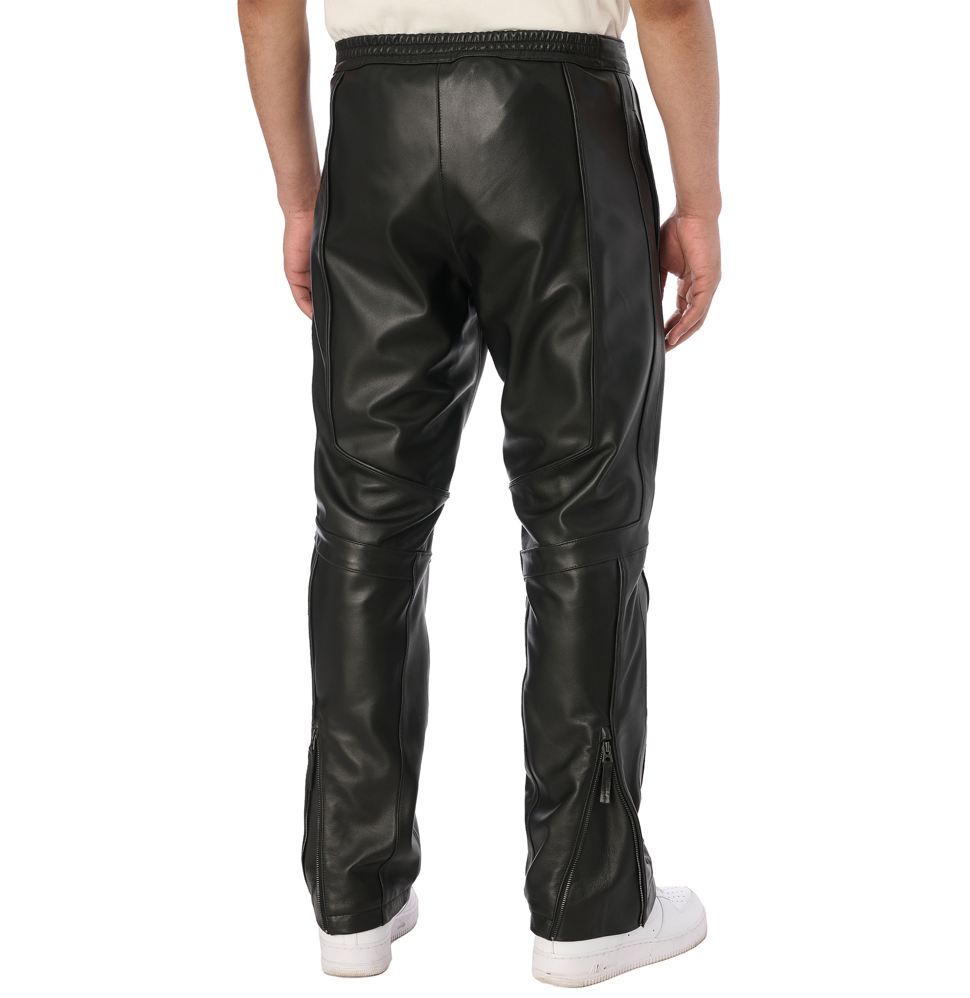 Black-Out Leather Racer Pant | Black