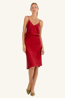 Lainey Midi Skirt | Orange Red