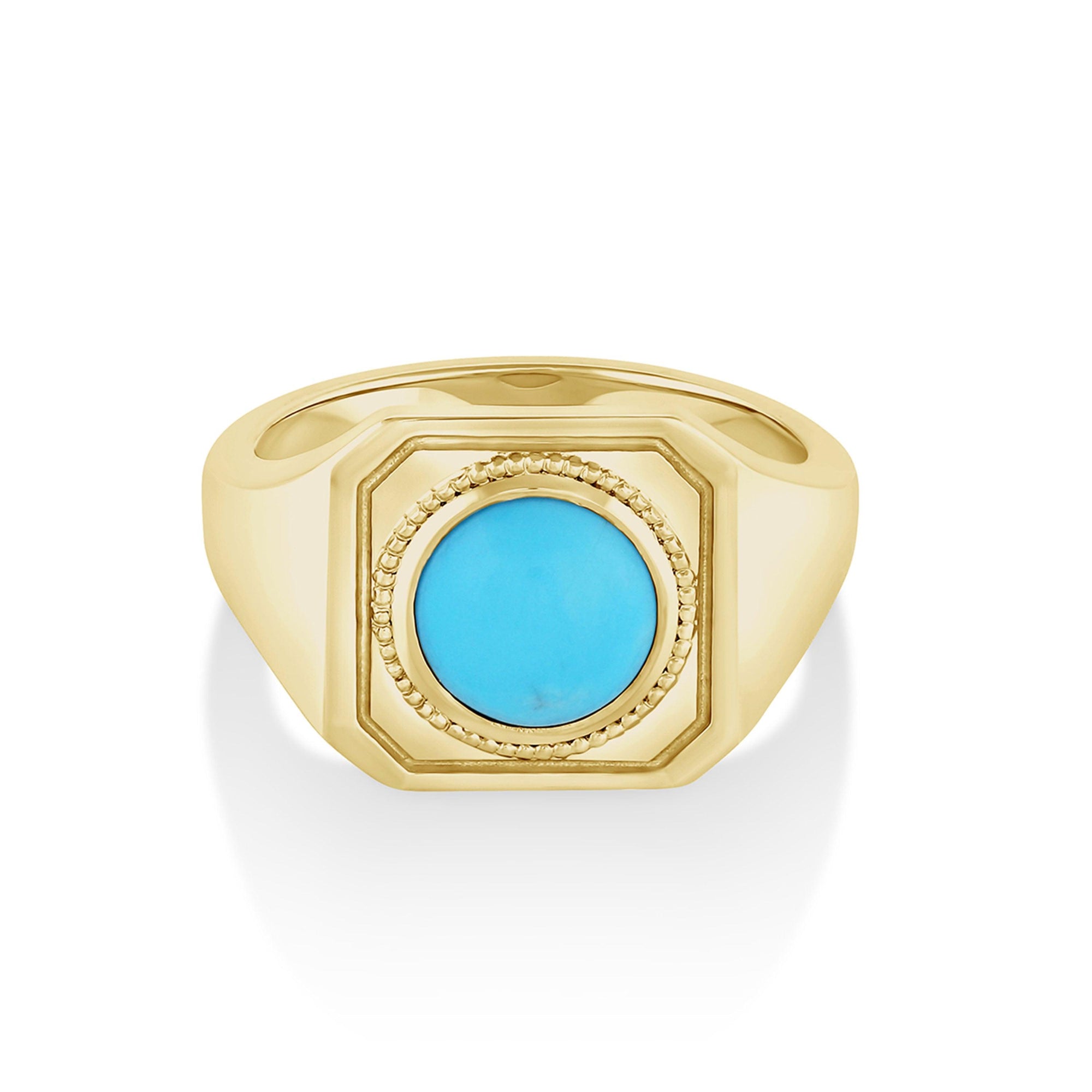 Women | Aegean Turquoise Signet Ring | 14k Yellow Gold