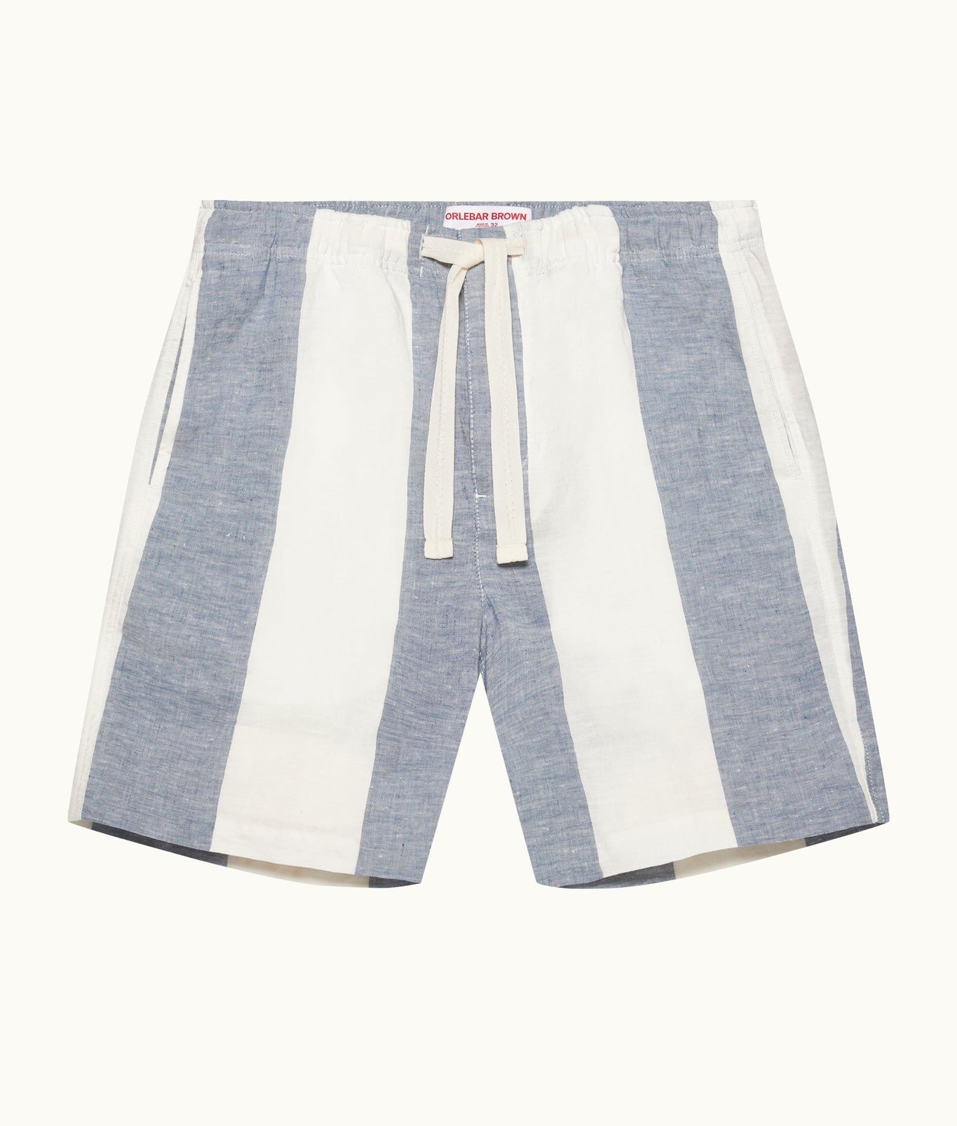 Alex Relaxed Fit Stripe Linen Shorts | Bergamo Blue/White Stripe