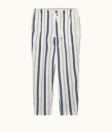 Alex Stripe Stripe Relaxed Fit Linen-Cotton Drawcord Trousers | Azul Blue/Cashew