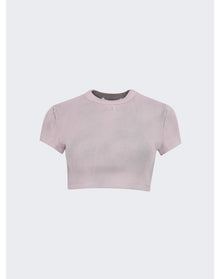 Alexander Wang | Women | Cropped Short Sleeve Top With Embossed Logo | Purple