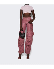 Alexander Wang | Women | Cropped Short Sleeve Top With Embossed Logo | Purple