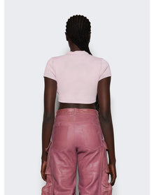 Alexander Wang | Women | Cropped Short Sleeve Top With Embossed Logo | Purple