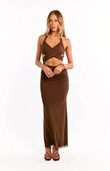 Alima Cut Out Maxi Dress | Chocolate Brown