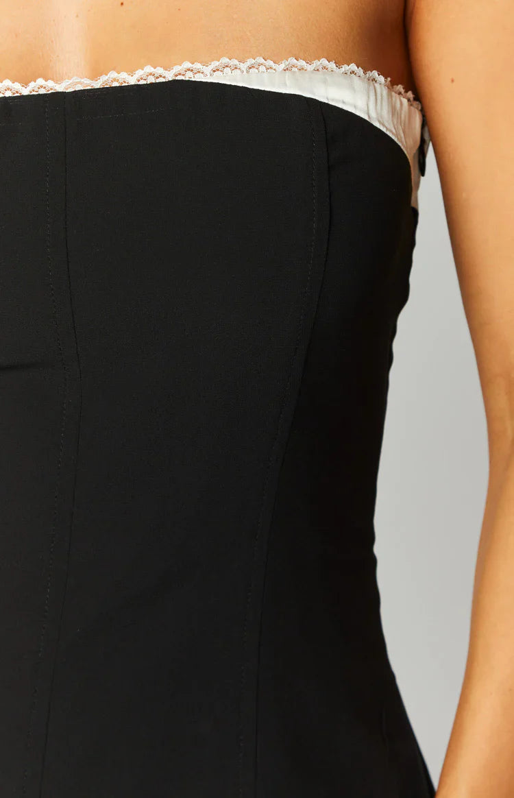 Alina Strapless Chiffon Mini Dress | Black