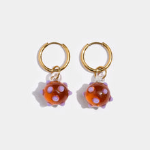 Amber Glass | Globe Earrings | Gold