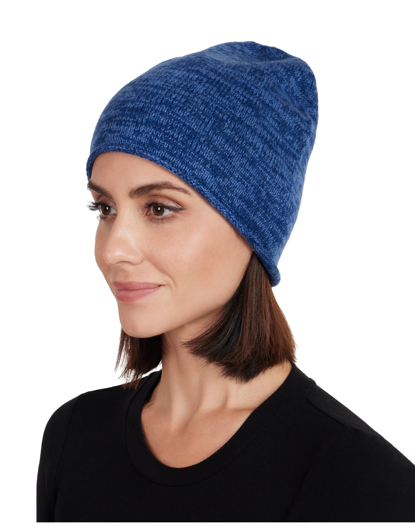 Amicale Cashmere | Women | Cashmere Beanie With Heatset Stones | Navy
