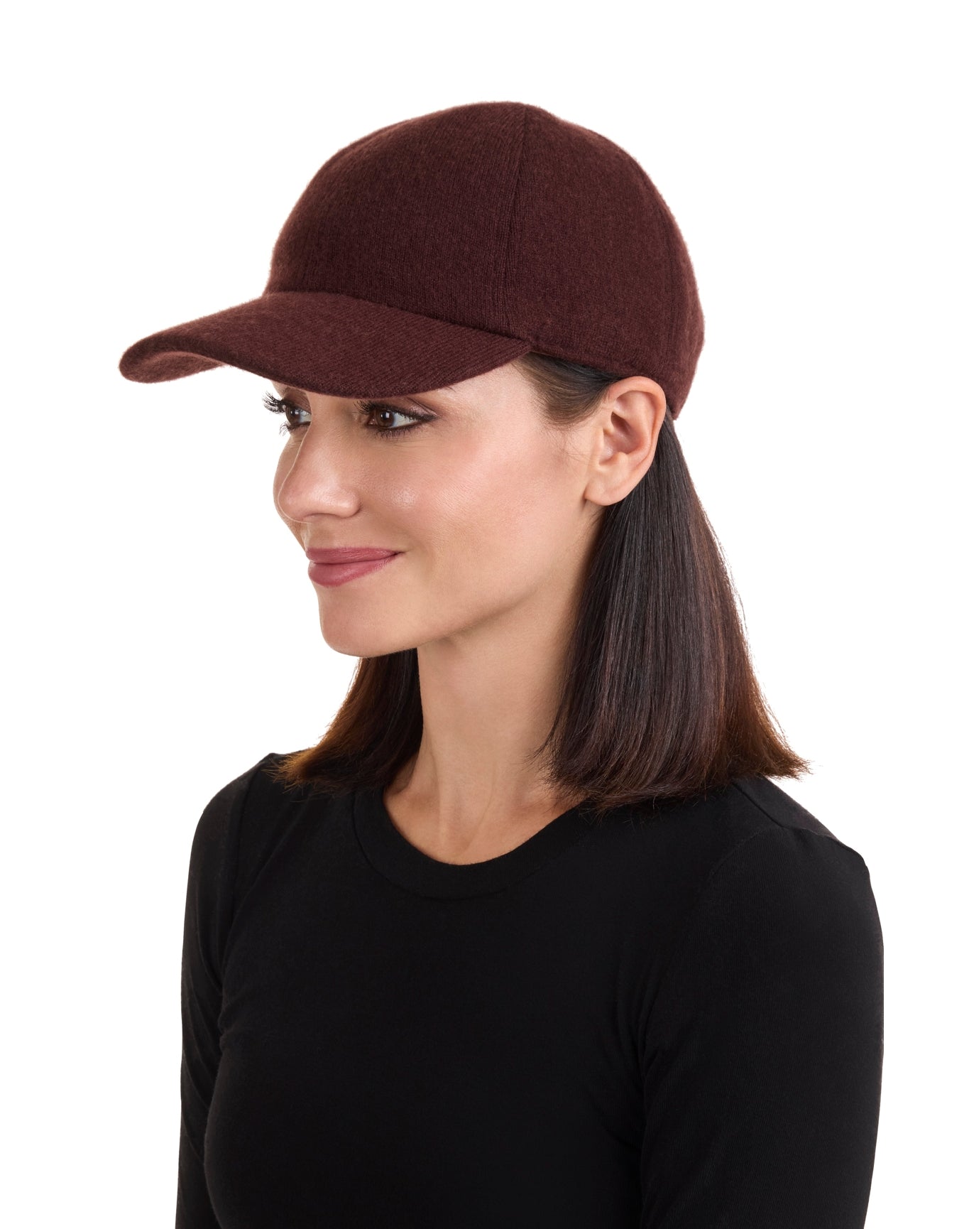 Amicale Cashmere | Women | Cashmere Blend Knit Baseball Cap | Bordeaux