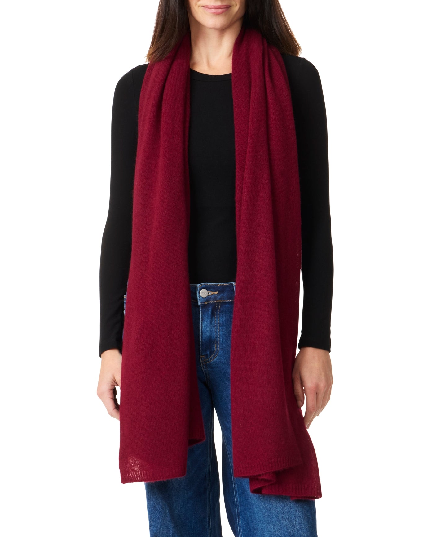 Amicale Cashmere | Women | Cashmere Feather Weight Travel Wrap | Dk. Red