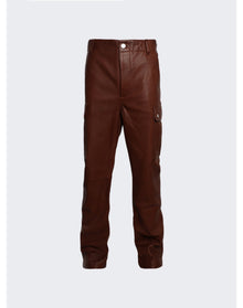 Amiri | Men | Leather Cargo Flare Pants Brown | Brown