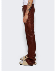 Amiri | Men | Leather Cargo Flare Pants Brown | Brown