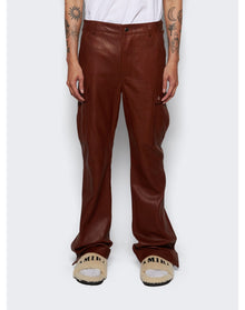 Amiri | Men | Leather Cargo Flare Pants Brown | Brown