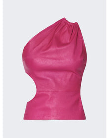 Amiri | Women | Asymmetric Leather Tank | Fuchsia Pink