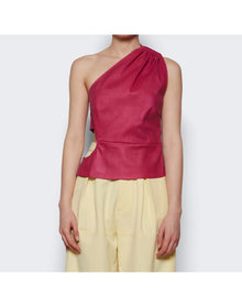 Amiri | Women | Asymmetric Leather Tank | Fuchsia Pink
