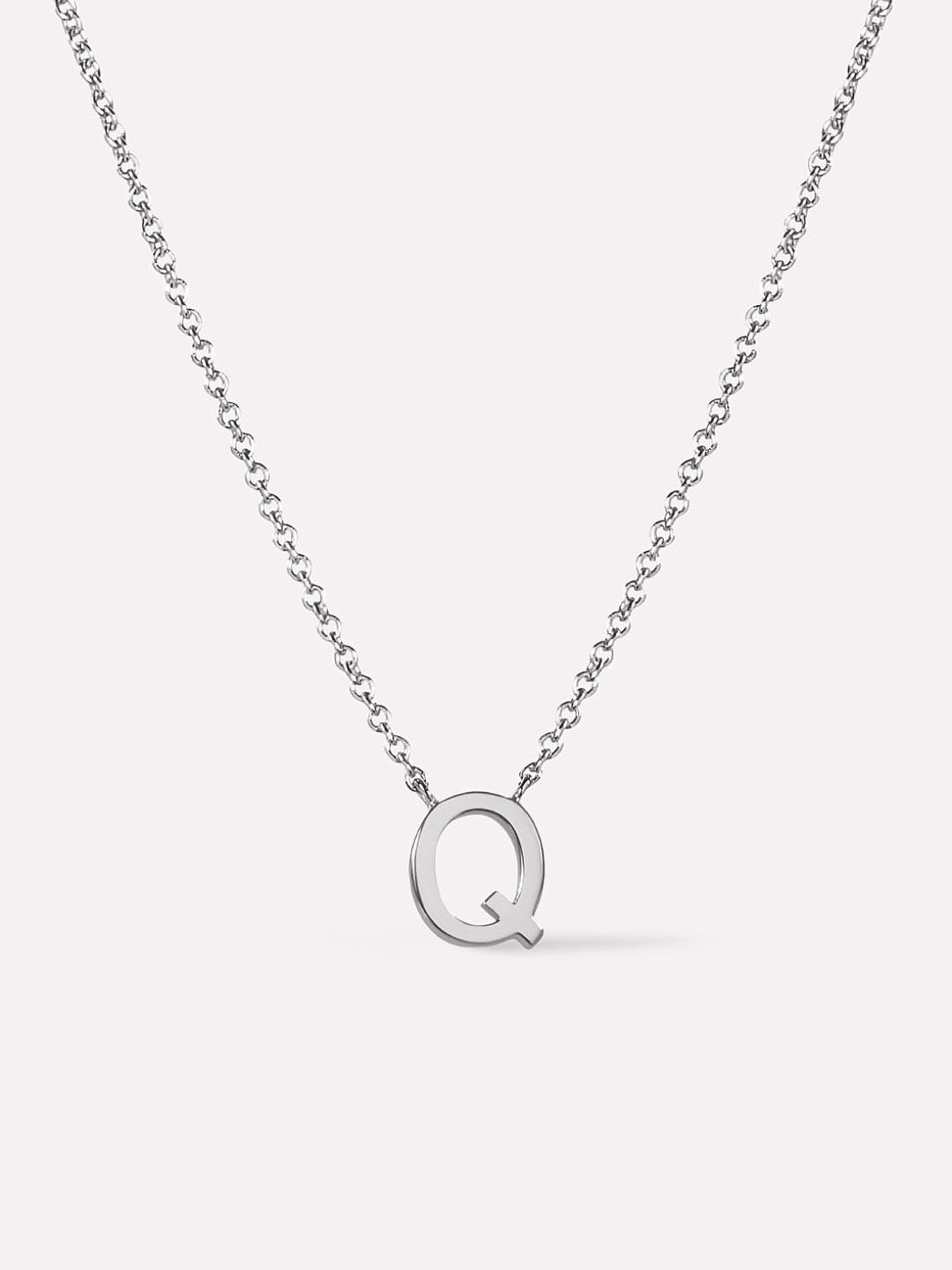Silver Initial Necklace - Letter Necklace | Rhodium-Plated Sterling Silver