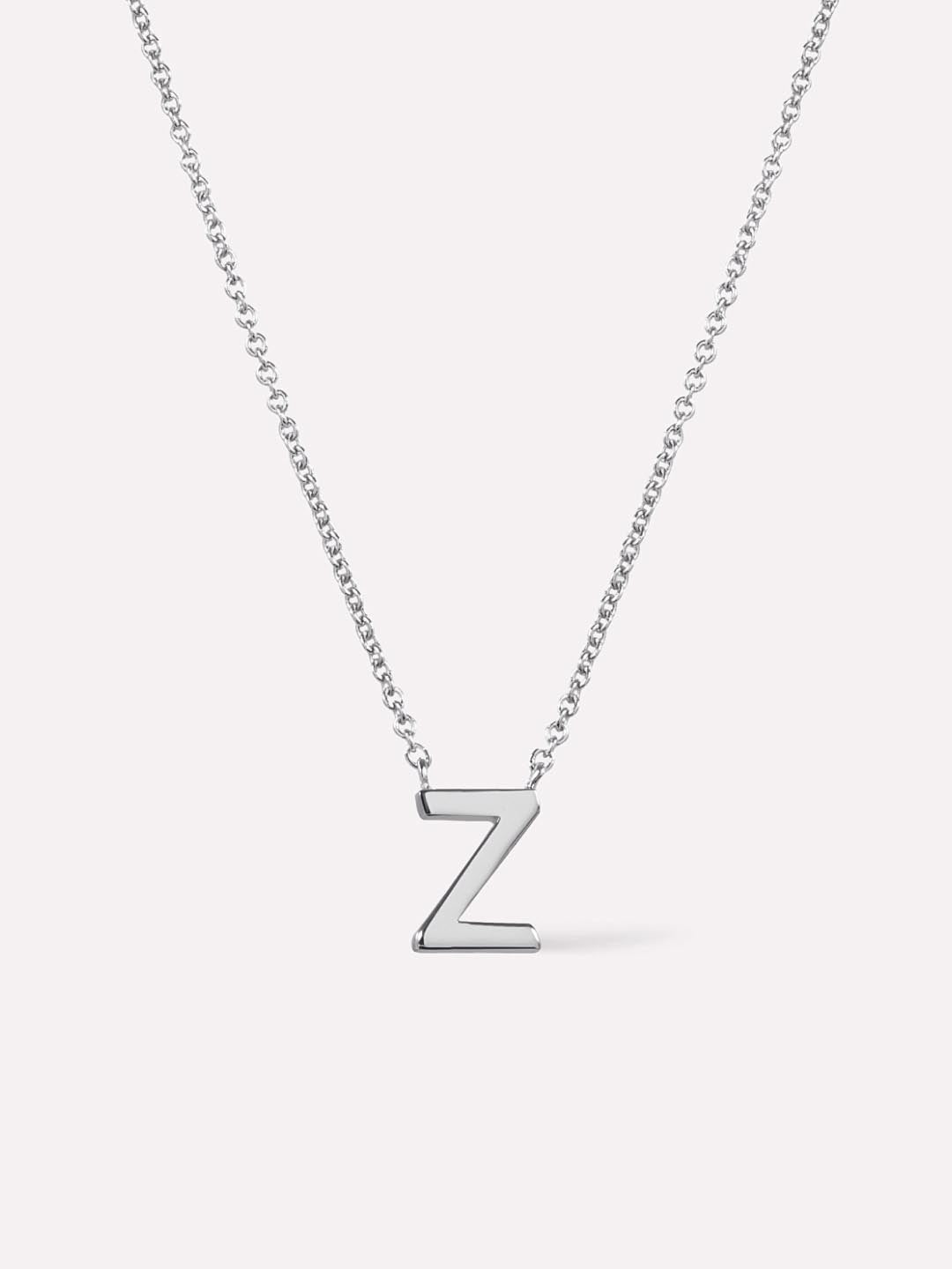 Silver Initial Necklace - Letter Necklace | Rhodium-Plated Sterling Silver