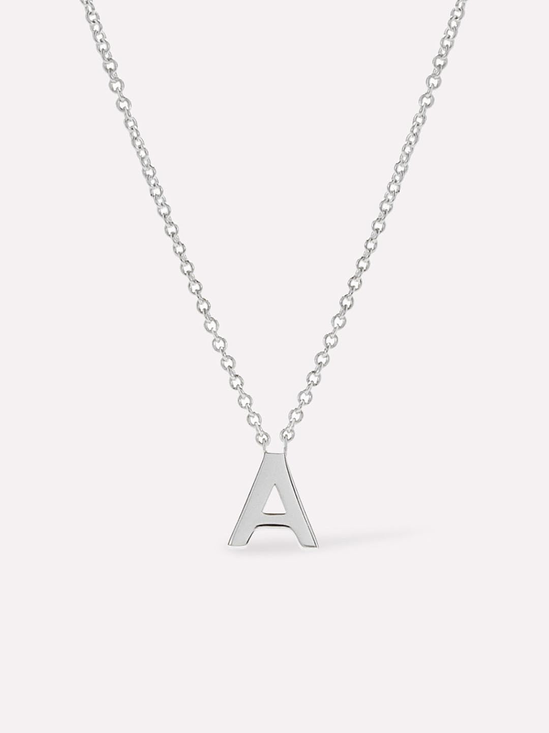 Silver Initial Necklace - Letter Necklace | Rhodium-Plated Sterling Silver