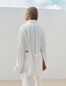 Women | Bias Button Side Shirt | Off White