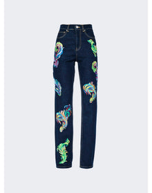 Area | Women | Embroidered Feather Jeans | Blue