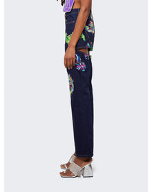 Area | Women | Embroidered Feather Jeans | Blue