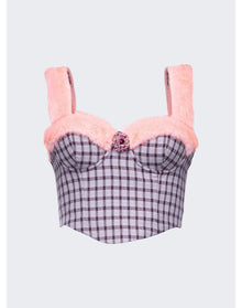 Area | Women | Faux Fur Trim Bustier Top | Lilac