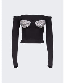 Area | Women | Off-shoulder Crystal Cup Bustier Top | Black