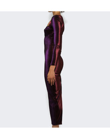 Area | Women | Rope Cup Long Sleeve Midi Dress | Purple