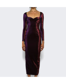 Area | Women | Rope Cup Long Sleeve Midi Dress | Purple