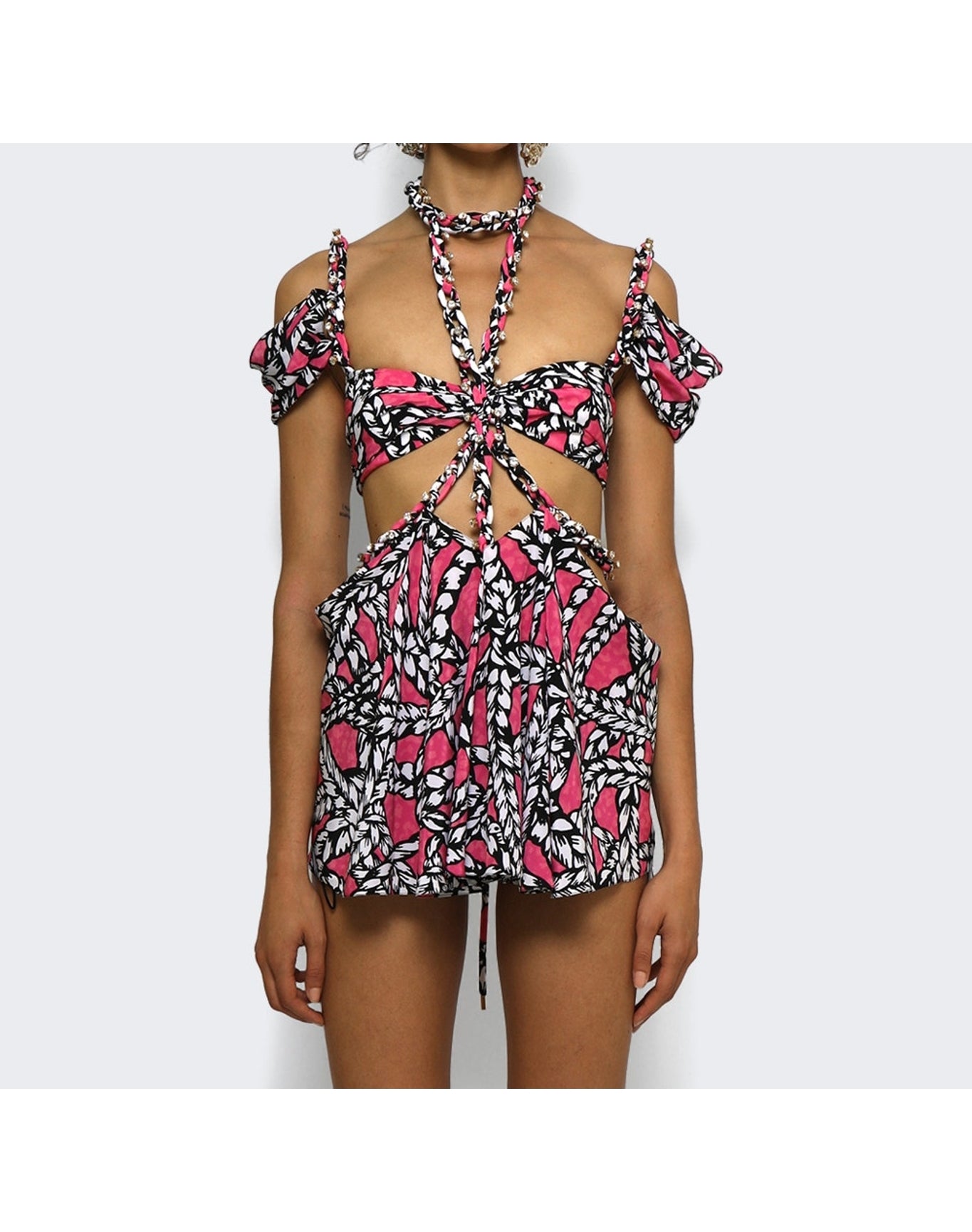 Area | Women | Rope Printed Cut-out Mini Dress | Fuchsia x Multicolor