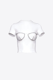 Crystal Bustier Cup T-Shirt | White