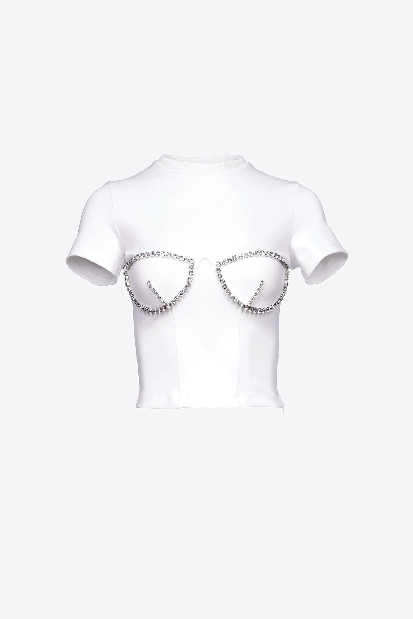 Crystal Bustier Cup T-Shirt | White