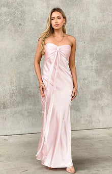 Ariella Satin Strapless Maxi Dress | Pink