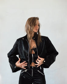 Cropped Moto Jacket | Black