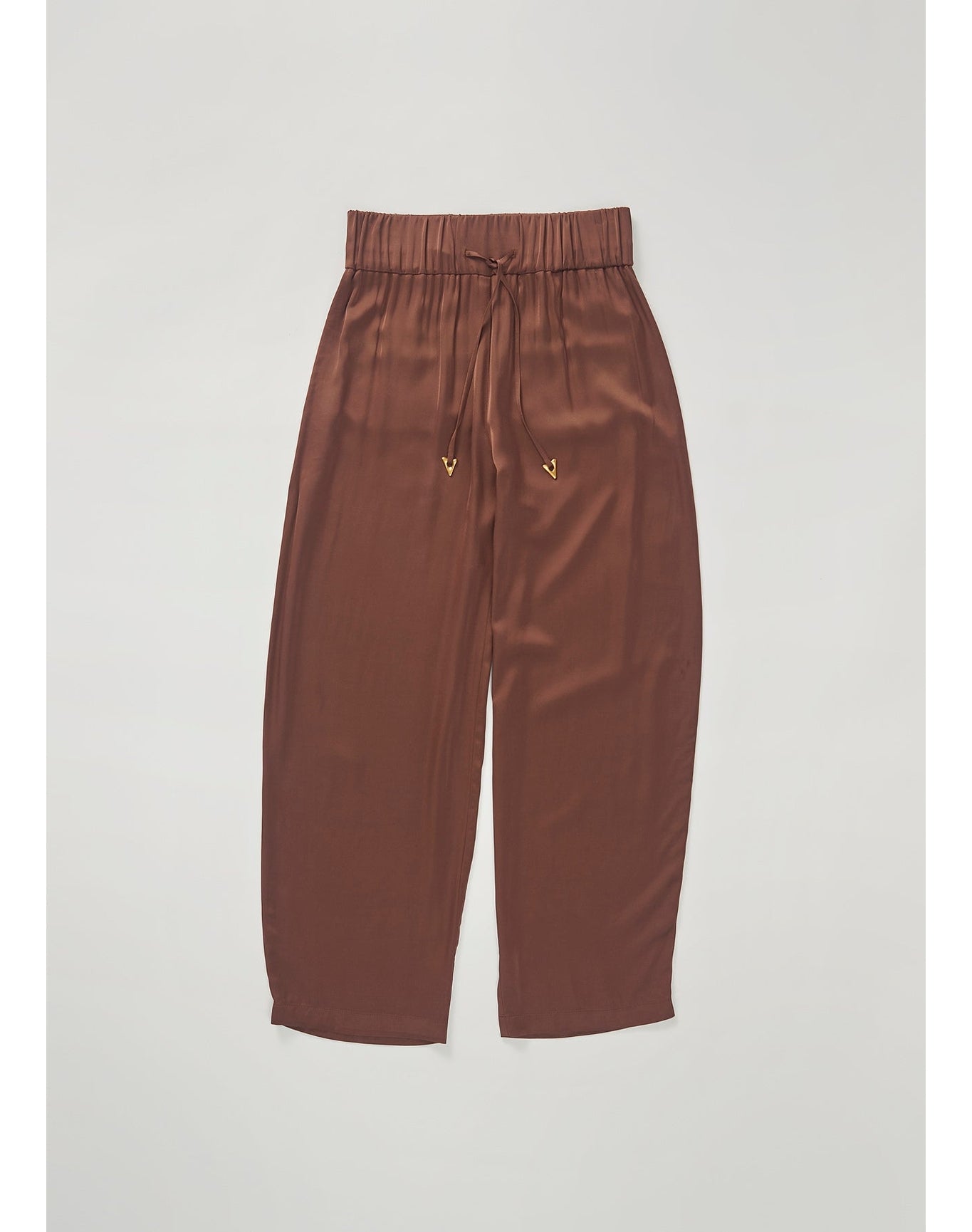 Aurella | Drawstring Satin Pants | Chocolate