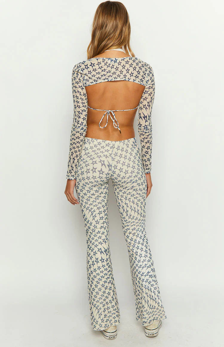 Avalon Mesh Mid Rise Pants | Star Print