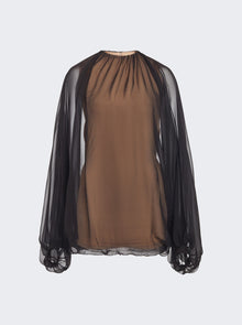 Women | VALENTINO | Chiffon Top | Black & Sand