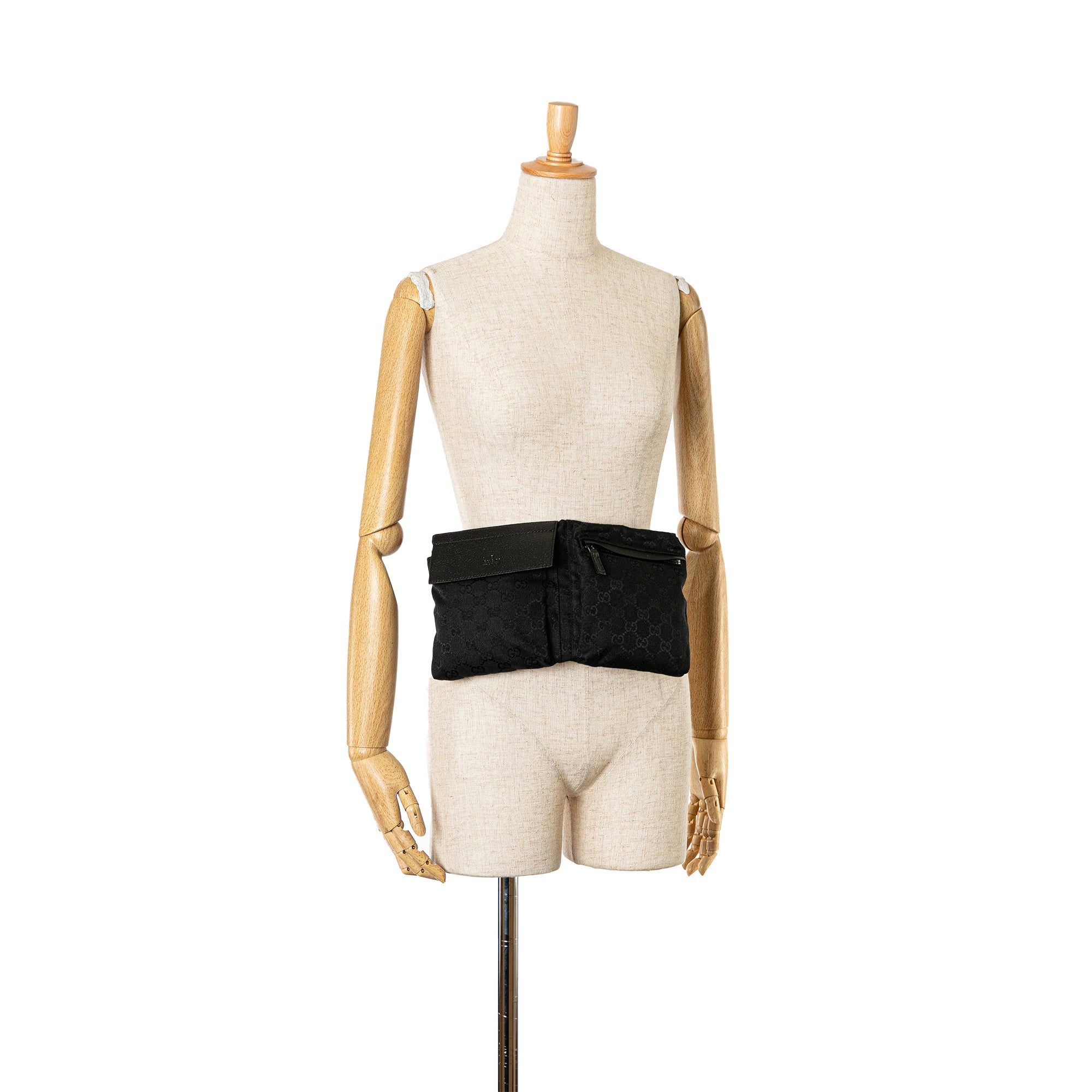 Gucci | Pre-Owned GG Canvas Double Pocket Belt Bag | Black