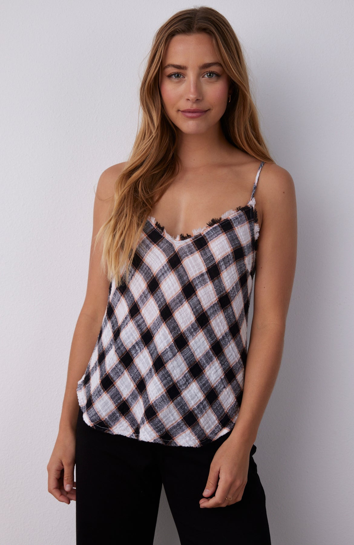 Frayed Cami - Black & White Check