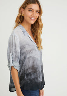 Capri Button Down Shirt | Ombre Glacier Print