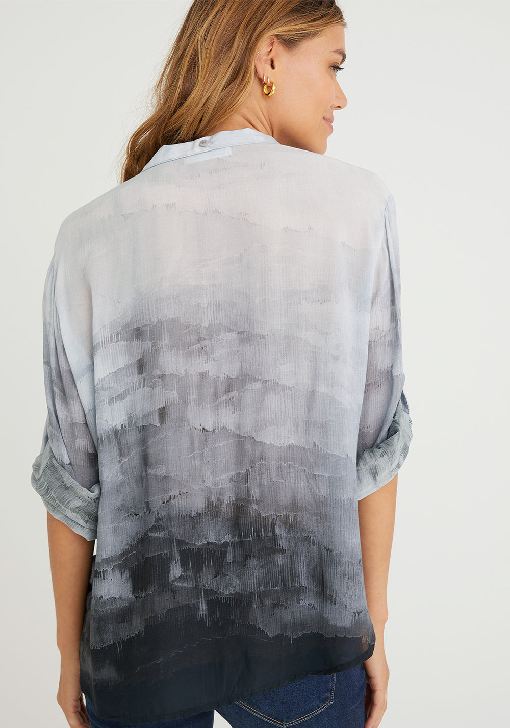 Capri Button Down Shirt | Ombre Glacier Print