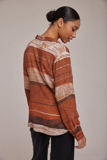 Capri Button Down - Rust Stripes Print