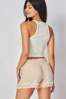 Fray Hem Flowy Short | Soft Tan