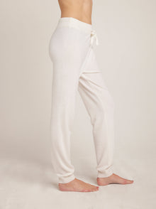 Cashmere Wide Rib Jogger - Pearl White