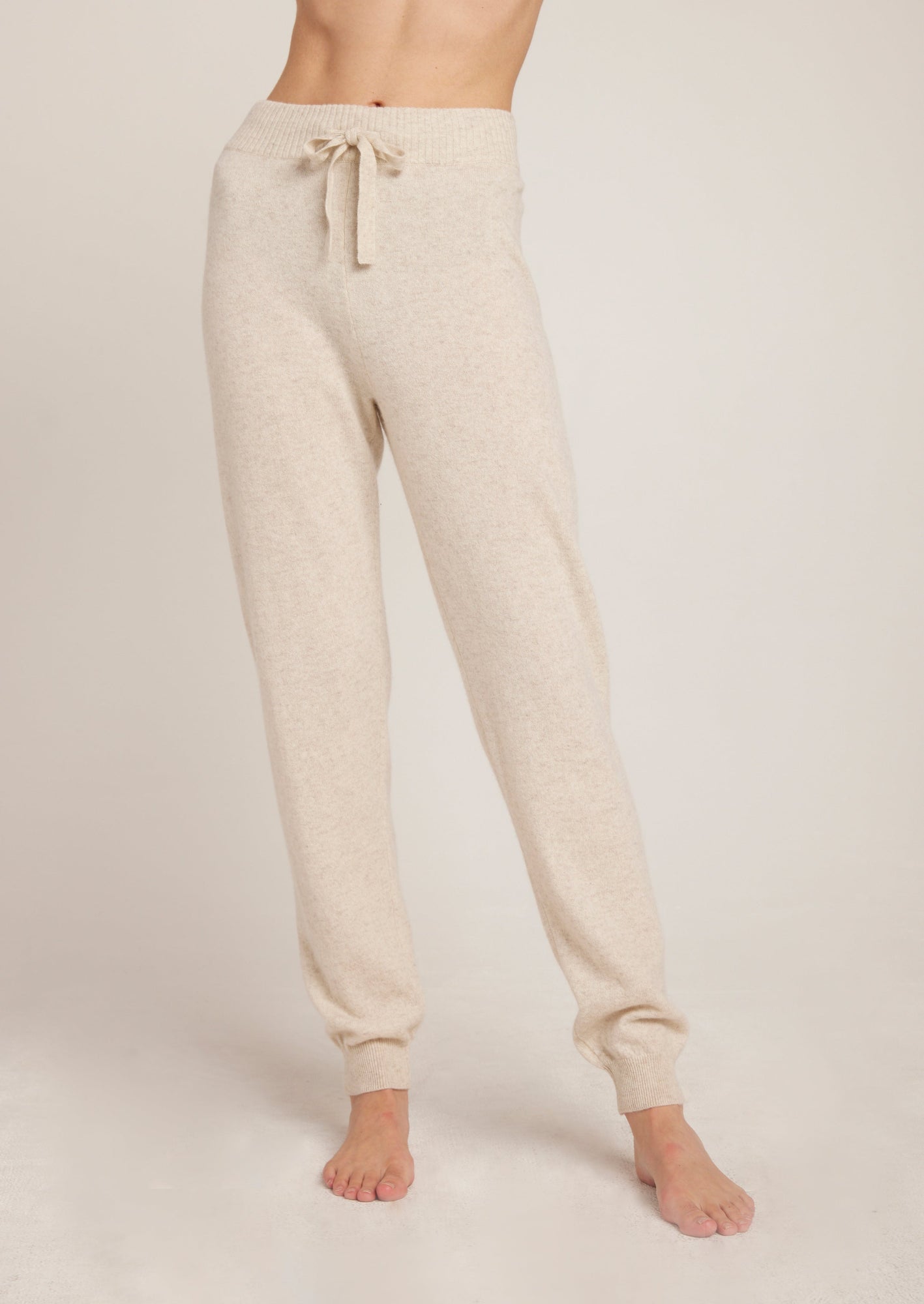 Cashmere Wide Rib Jogger - Soft Nude