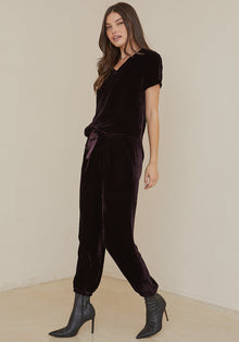 Pleat Front Jogger - Currant