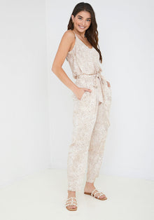 Pleated Trouser | Sand Snake Print